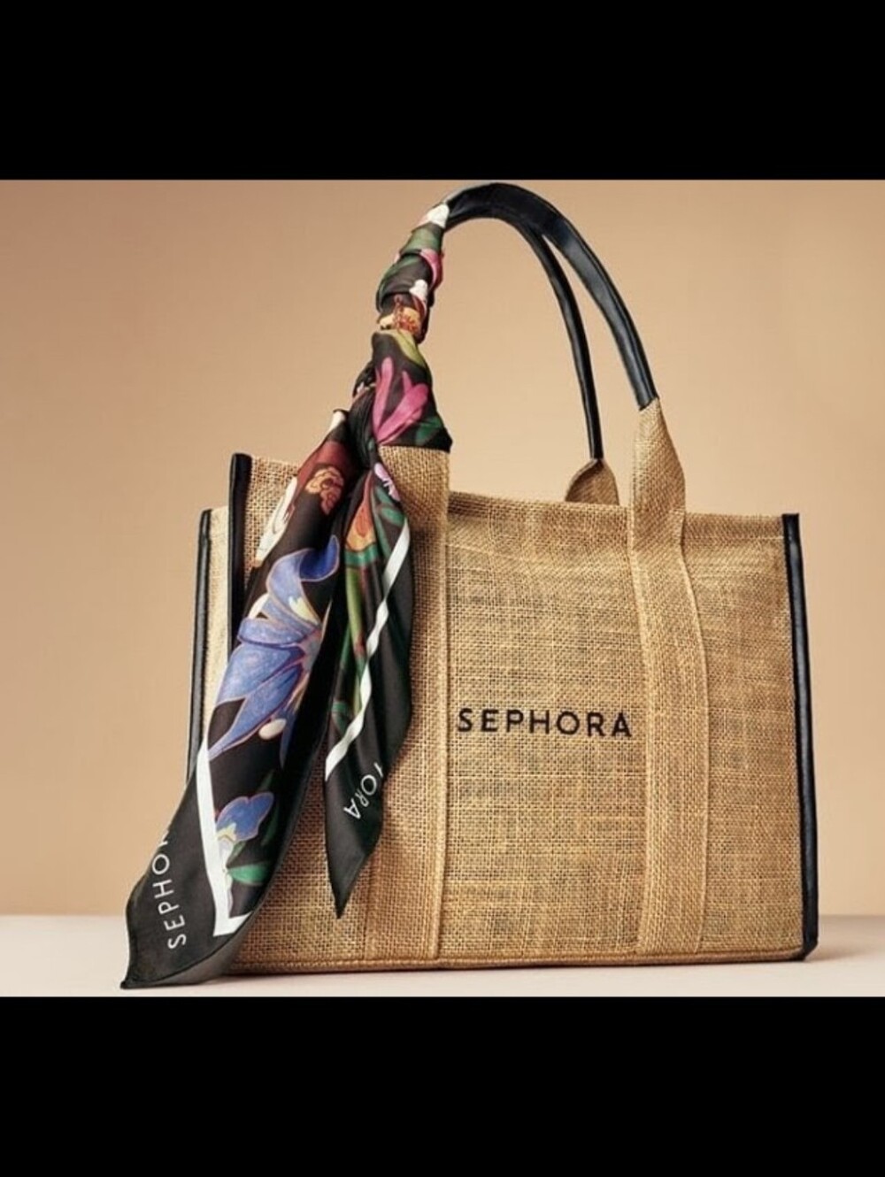Sephora Limited Edition Raffia Tote with Scarf